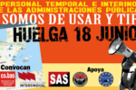 Huelga 18 junio del Personal temporal e interino de las AA.PP. Mapa de manifestaciones y concentraciones