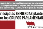 Principales enmiendas al Proyecto de Ley de medidas urgentes para la reducción de la temporalidad en el empleo público.
