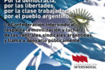 La Confederación Intersindical apoya las movilizaciones sindicales y sociales, en Argentina, contra las medidas de Javier Milei